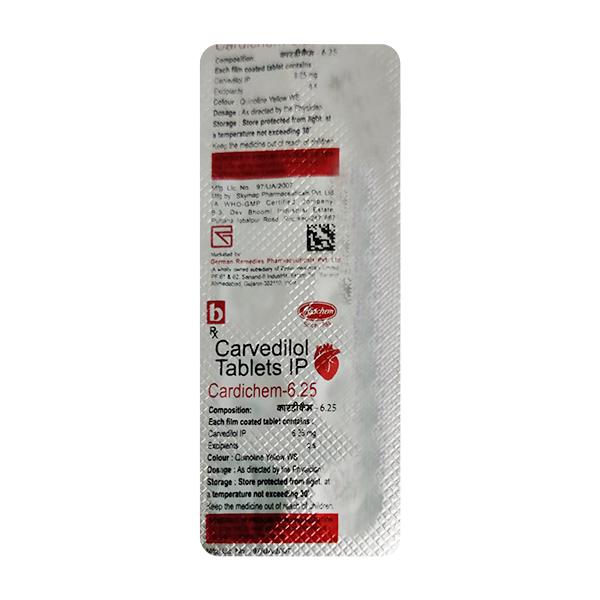 CARDICHEM 6.25 Tablet 10's - Hypertension-Bet