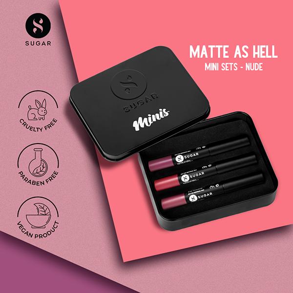SUGAR Cosmetics Matte As Hell Mini Sets - Nude 2.5 gm - Lipsticks