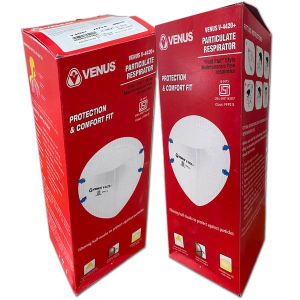 Venus V-4420+ FFP2 S Particulate Respirator Face Mask - White (Pack of 50) - Face Mask