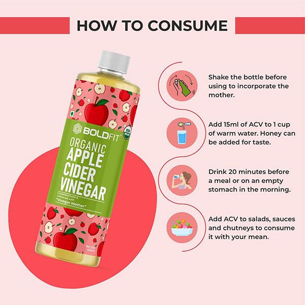 Boldfit Organic Apple Cider Vinegar Juice 1000 ml - Herbal Juices