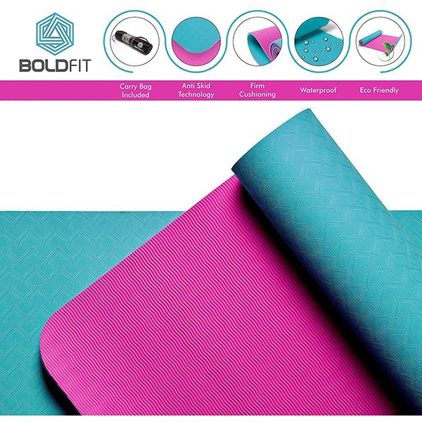 Boldfit Yoga Mat - Pink & Blue 1's - Workout Essentials