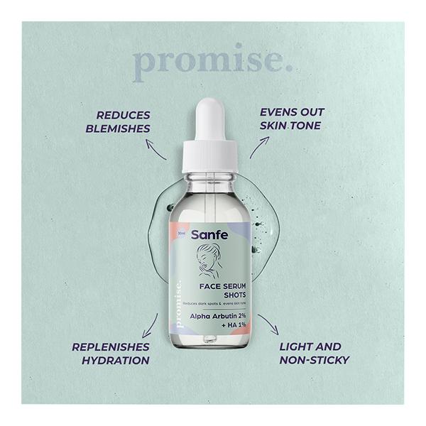 Sanfe Promise Face Serum Shots - Alpha Arbutin 2% + HA 1% 30 ml - Face Serum