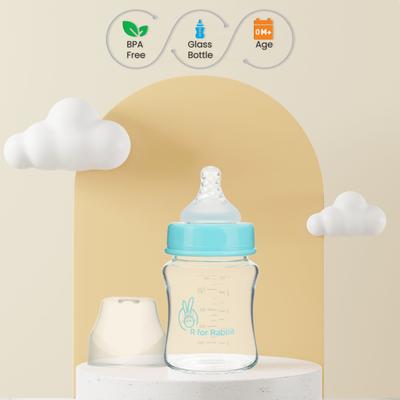R for Rabbit - First Feed Glass Feeding Bottle 150 ml - Sea Green - Feeding & Nursing