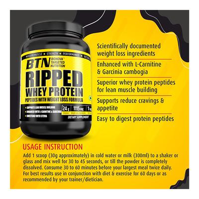 BTN Ripped Whey Protein Powder 1 kg - Whey Proteins