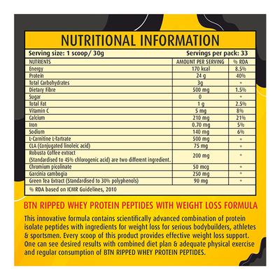 BTN Ripped Whey Protein Powder 1 kg - Whey Proteins