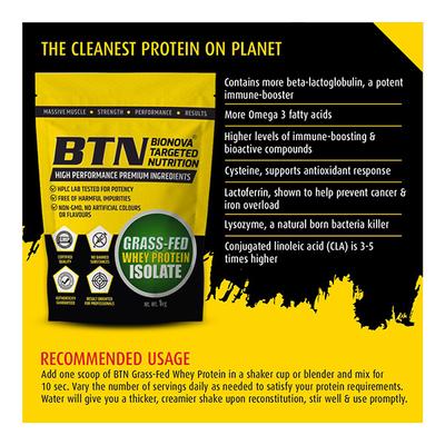 BTN Grass-Fed Whey Protein Isolate Powder 1 kg - Whey Proteins