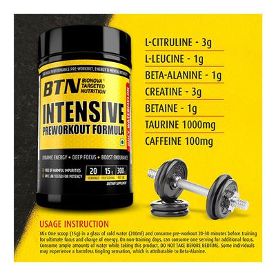 BTN Intensive Pre-Workout Formula Powder 300 gm - Workout Essentials