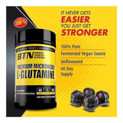BTN Premium Micronized L-Glutamine Powder 300 gm - Amino Acids