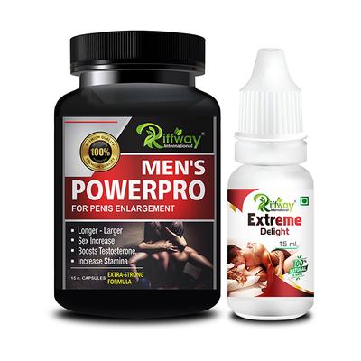 Riffway Men's Powerpro Capsule 15's + Extreme Delight Oil 15 ml - Sexual Healthcare