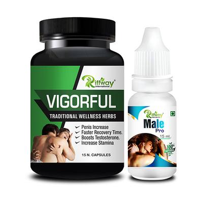 Riffway Vigorful Capsule 15's + Male Pro Oil 15 ml - Sexual Healthcare