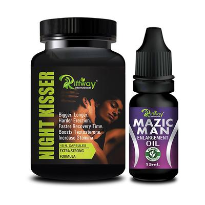 Riffway Night Kisser Capsule 15's + Mazic Man Oil 15 ml - Sexual Healthcare