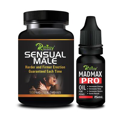 Riffway Sensual Male Capsule 15's + Madmax Pro Oil 15 ml - Sexual Healthcare