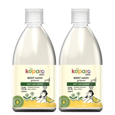 Koparo Clean Body Wash (Pack of 2 x 500 ml) - Zesty Lime & Tea Tree - Shower Gels & Body Wash