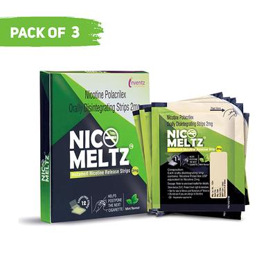 Inventz Nicomeltz Sugar Free Instamelt Nicotine Release Strip 2 mg - Mint (Pack of 3 x 12's) - Mouth Refreshners