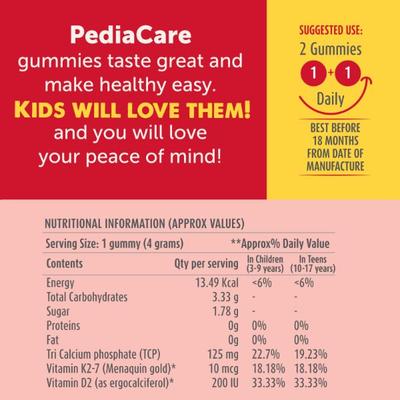 PediaCare Strong Bones Gummies 60's - Calcium And Minerals