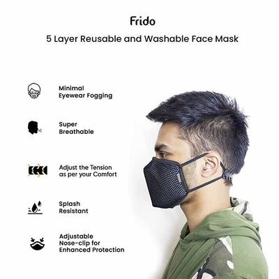 Arcatron Frido Copper+ Reusable Face Mask - Black (Pack of 3) - Face Mask