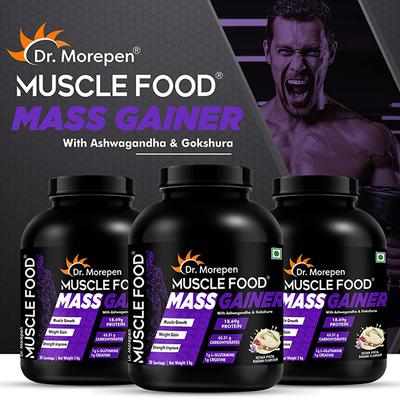 Dr. Morepen Muscle Food Mass Gainer Powder - Kesar Pista Badam 3 kg - Workout Essentials