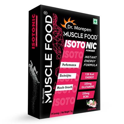 Dr. Morepen Muscle Food Isotonic Powder - Litchi Flavour 1 kg - Workout Essentials