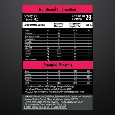 Dr. Morepen Muscle Food Isotonic Powder - Litchi Flavour 1 kg - Workout Essentials