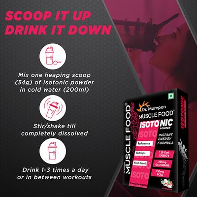 Dr. Morepen Muscle Food Isotonic Powder - Litchi Flavour 1 kg - Workout Essentials