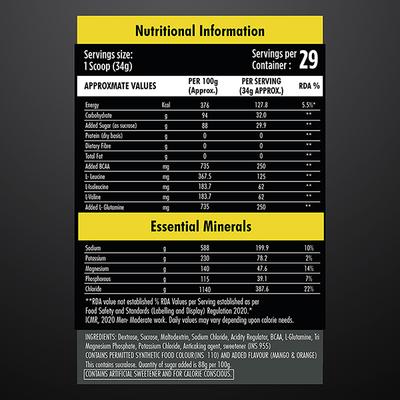 Dr. Morepen Muscle Food Isotonic Powder - Mango Orange 1 kg - Workout Essentials