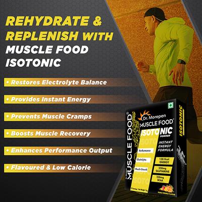 Dr. Morepen Muscle Food Isotonic Powder - Mango Orange 1 kg - Workout Essentials