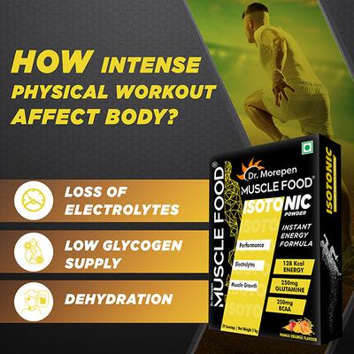 Dr. Morepen Muscle Food Isotonic Powder - Mango Orange 1 kg - Workout Essentials