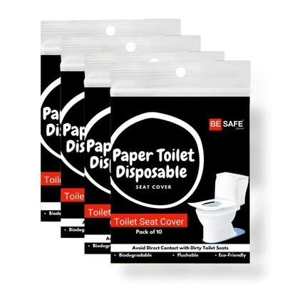 Be Safe Forever Disposable Paper Toilet Seat Cover - Black (Pack of 10 Sheets x 4's) - Others
