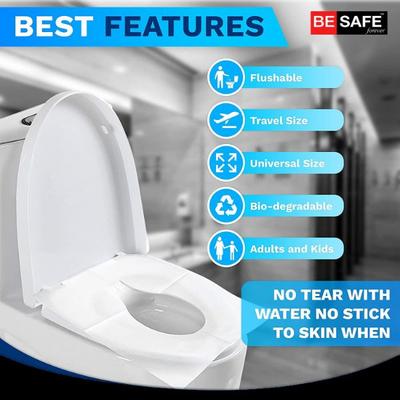 Be Safe Forever Disposable Paper Toilet Seat Cover - Black (Pack of 10 Sheets x 4's) - Others
