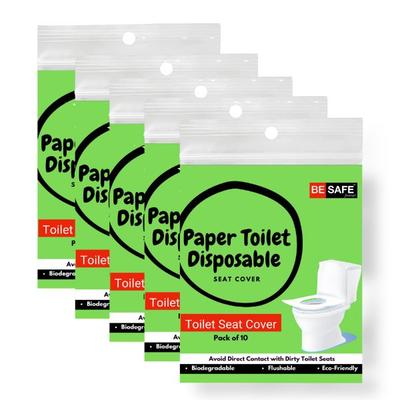 Be Safe Forever Disposable Paper Toilet Seat Cover - Green (Pack of 10 Sheets x 5's) - Others