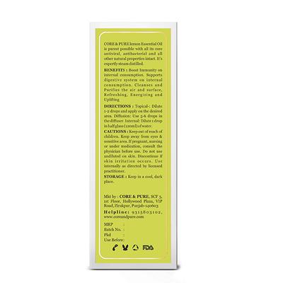 Core & Pure Grade A Essential Oil - Lemon 12 ml - Essential Oils