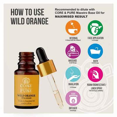 Core & Pure Grade A Essential Oil - Wild Orange 12 ml - Essential Oils
