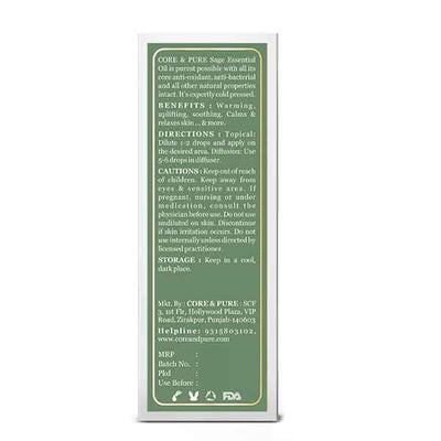 Core & Pure Grade A Essential Oil - Sage 12 ml - Essential Oils