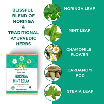 Organic Veda Moringa Mint Relax Tea Bags 28's - Teas