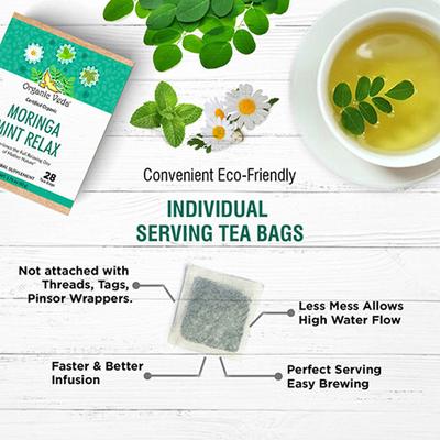 Organic Veda Moringa Mint Relax Tea Bags 28's - Teas