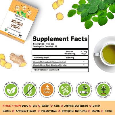 Organic Veda Moringa Ginger Tea Bags 28's - Teas