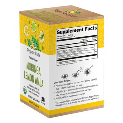 Organic Veda Moringa Lemon Amla Tea Bags 28's - Teas