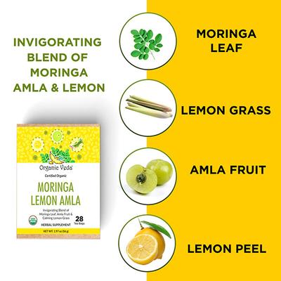 Organic Veda Moringa Lemon Amla Tea Bags 28's - Teas
