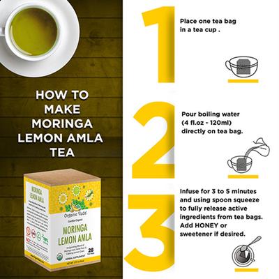Organic Veda Moringa Lemon Amla Tea Bags 28's - Teas