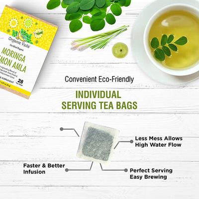 Organic Veda Moringa Lemon Amla Tea Bags 28's - Teas