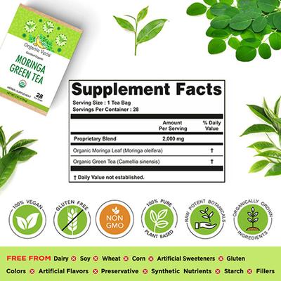 Organic Veda Moringa Green Tea Bags 28's - Teas