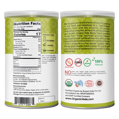Organic Veda Barley Grass Powder 454 gm - Pure Herbs