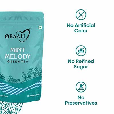 Oraah Green Tea Leaves - Mint Melody 100 gm - Teas