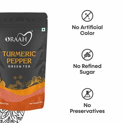 Oraah Green Tea Powder - Turmeric Pepper 100 gm - Teas