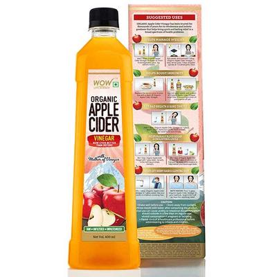 WOW Life Science Organic Apple Cider Vinegar with Mother of Vinegar 400 ml - Apple Cider Vinegars