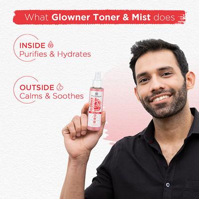 Bella Vita Organic Glowner Rose Water Face Toner & Mist - Natural Toner Spray for Glowing Skin for All Skin Type 100 ml - Face Mists