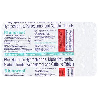 RHINOREST Tablet 10's - Cough And Cold-Cou