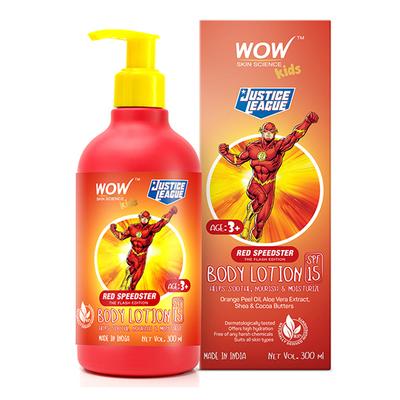 WOW Skin Science Kids Body Lotion - SPF 15 - Red Speedster Flash Edition 300 ml - Baby Body Wash