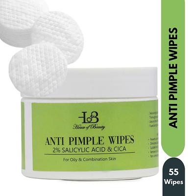 House of Beauty ANTI PIMPLE WIPES with 2% SALICYLIC ACID & CICA (55 PADS) 55's - Facial Wipes & Tissues