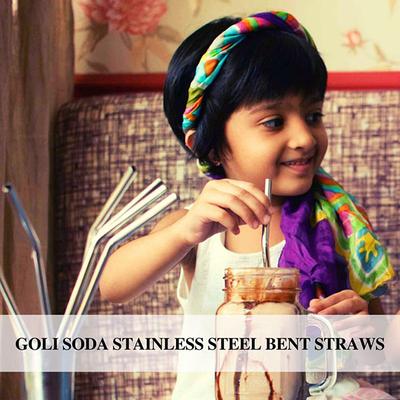 Goli Soda Reusable Stainless Steel Bent Drinking Straws 10's - Others